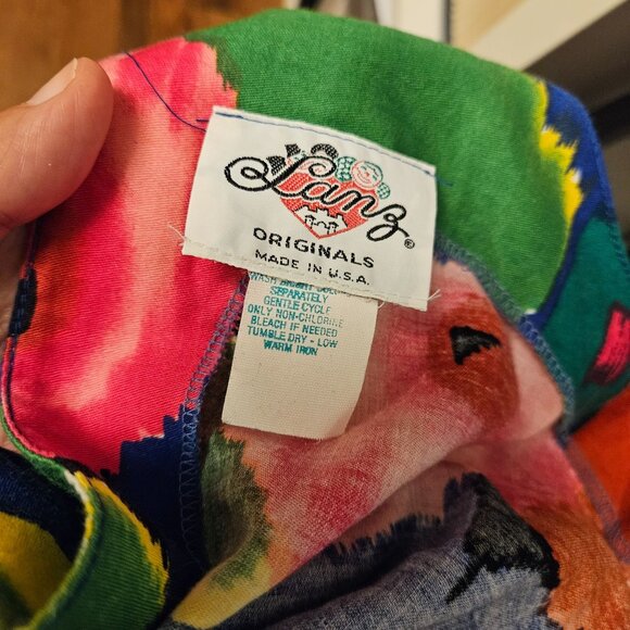 Lanz Originals 80s Bright Floral Sleeveless Fit Flare Midi Dress Size M Pockets - Picture 9 of 9